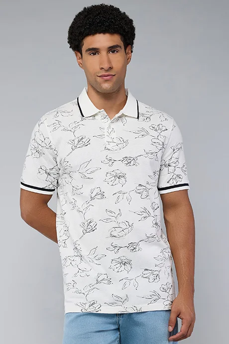 R&B Printed Polo T-Shirt with Short Sleeves