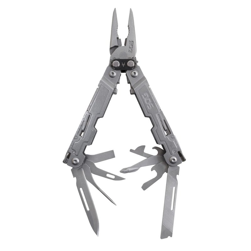 SOG SOG PowerAccess Well-Rounded One-Handed Lightweight Daily Pocketable Stainless Steel Multi-Tool for Backcountry 18 Tools, Stone Wash  - Image 1