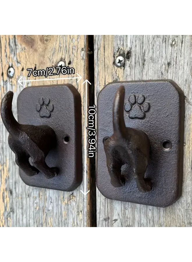 2 Pack Heavy Duty Cast Iron Wall Hooks For Pet Leash Key Coat Entryway Storage - Image 1