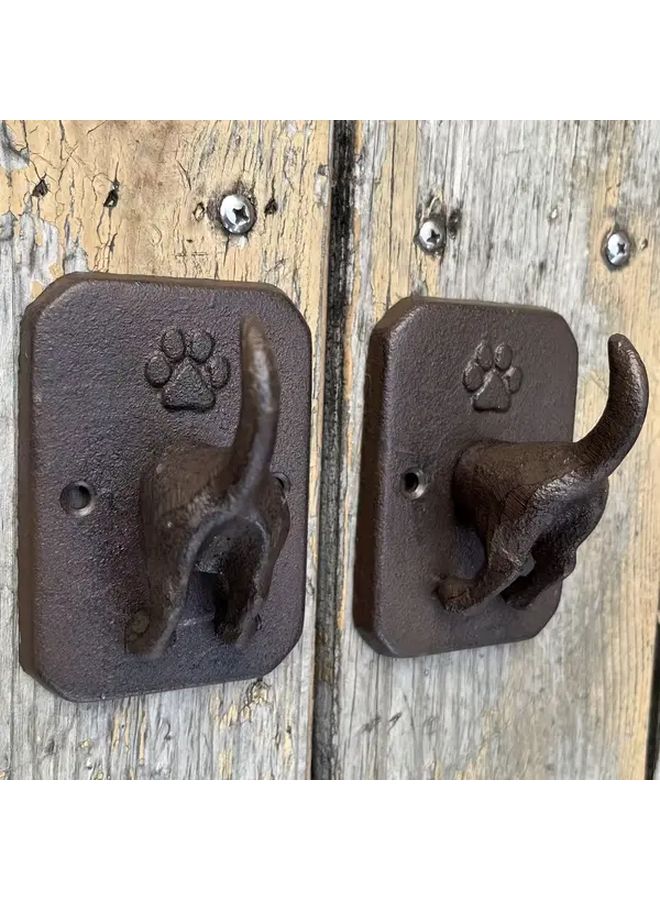 2 Pack Heavy Duty Cast Iron Wall Hooks For Pet Leash Key Coat Entryway Storage - Image 3