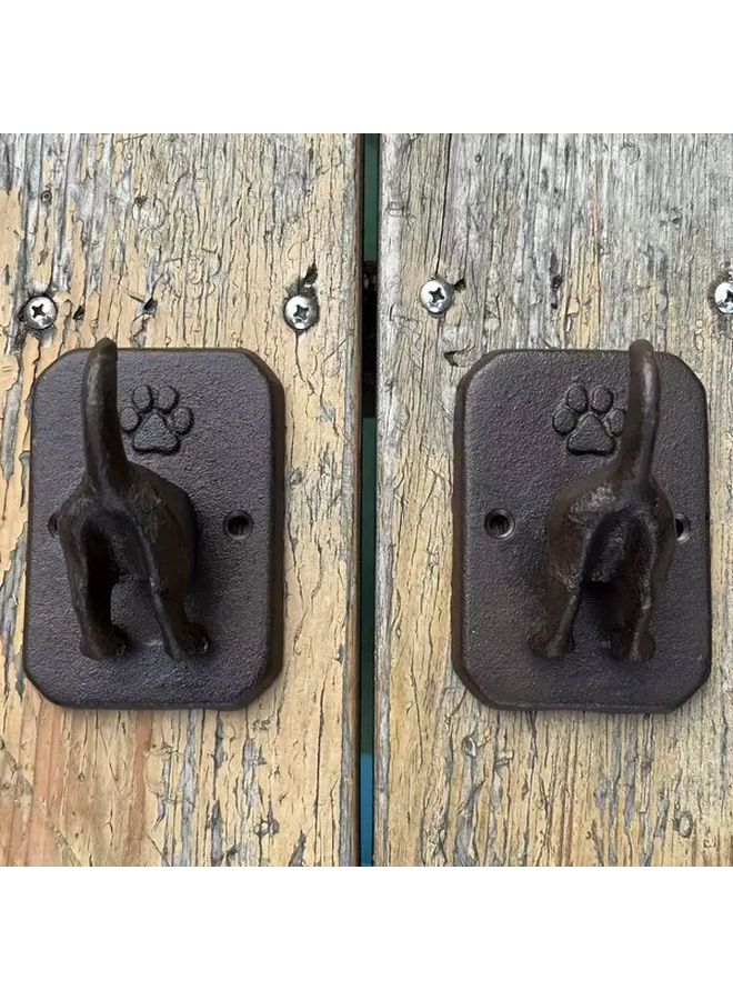 2 Pack Heavy Duty Cast Iron Wall Hooks For Pet Leash Key Coat Entryway Storage - Image 5