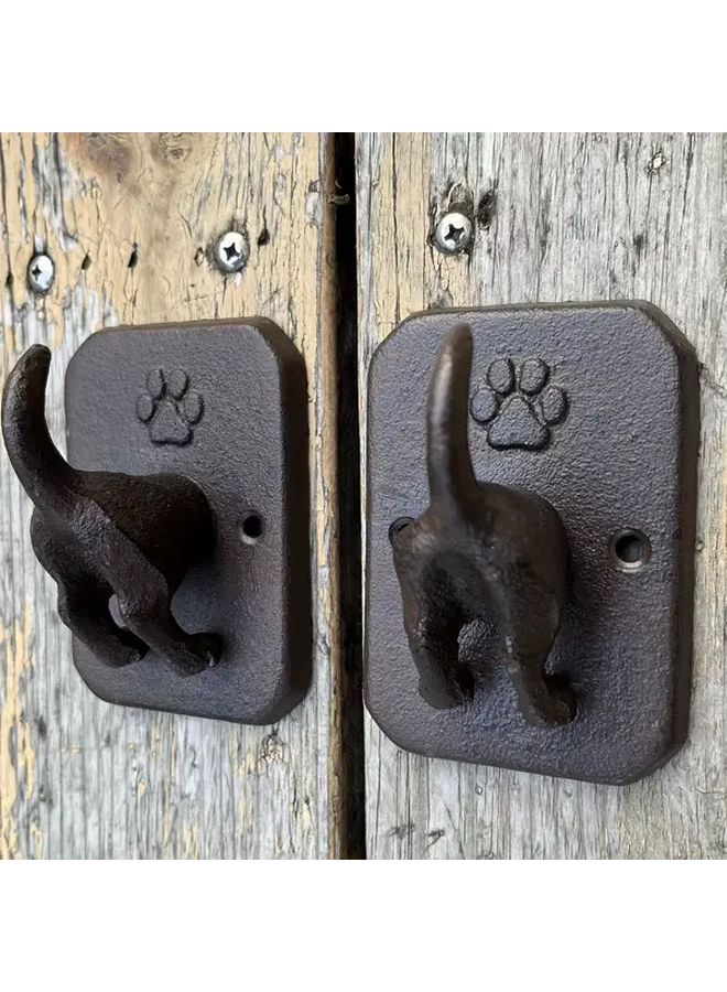 2 Pack Heavy Duty Cast Iron Wall Hooks For Pet Leash Key Coat Entryway Storage - Image 2