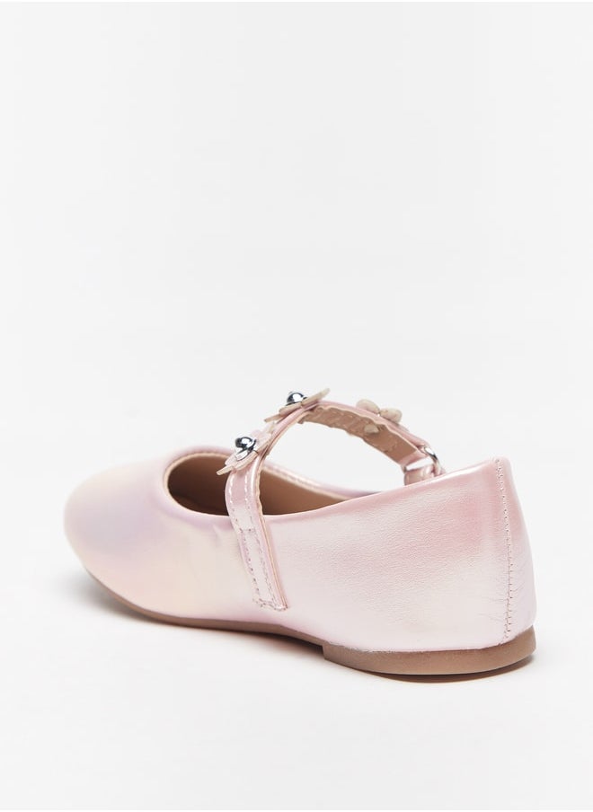 Flora Bella By Shoexpress - Girls Flower Applique Round Toe Ballerina Shoes with Hook and Loop Closure - Image 1
