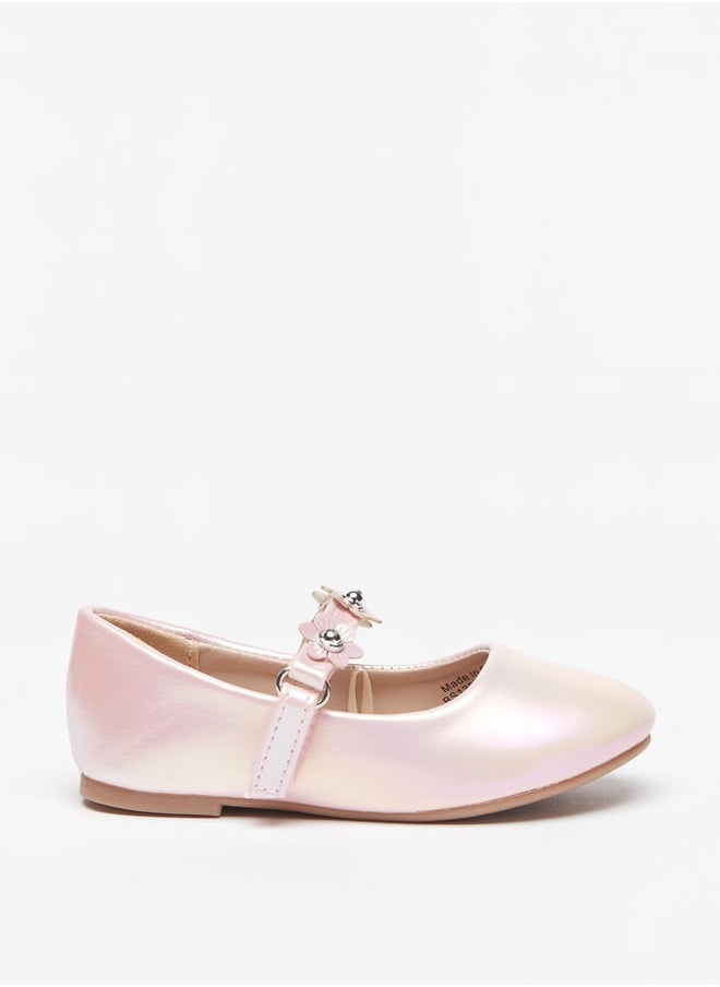 Flora Bella By Shoexpress - Girls Flower Applique Round Toe Ballerina Shoes with Hook and Loop Closure - Image 1