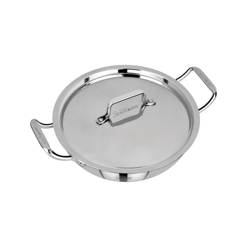 CDM SOLITAIRE CDM SOLITAIRE Triply Stainless Steel Kadai with S.S Lid (20cm, 1.5L) | Triply Kadai with Heavy Bottom | Induction Friendly Triply Stainless Steel Cookware Kadhai | 5 Year Warranty - Image 2