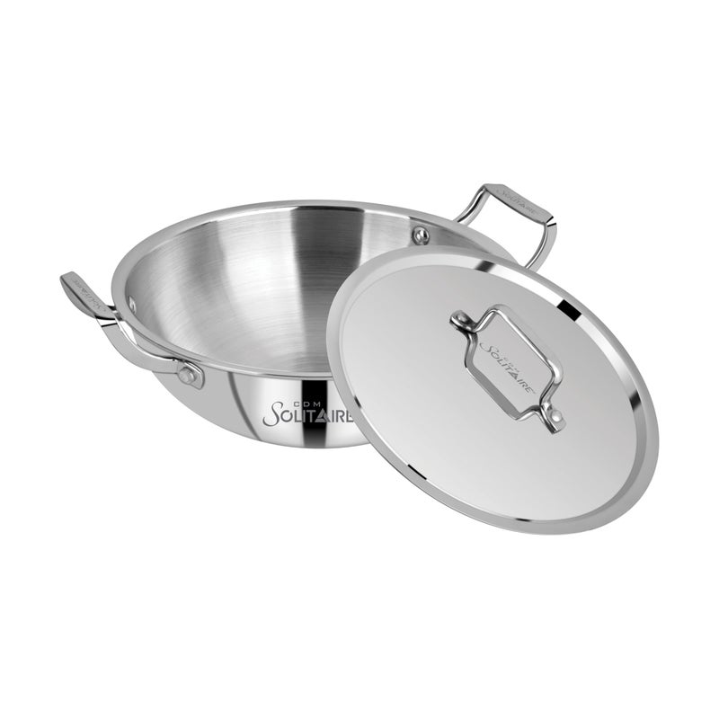 CDM SOLITAIRE CDM SOLITAIRE Triply Stainless Steel Kadai with S.S Lid (20cm, 1.5L) | Triply Kadai with Heavy Bottom | Induction Friendly Triply Stainless Steel Cookware Kadhai | 5 Year Warranty - Image 5