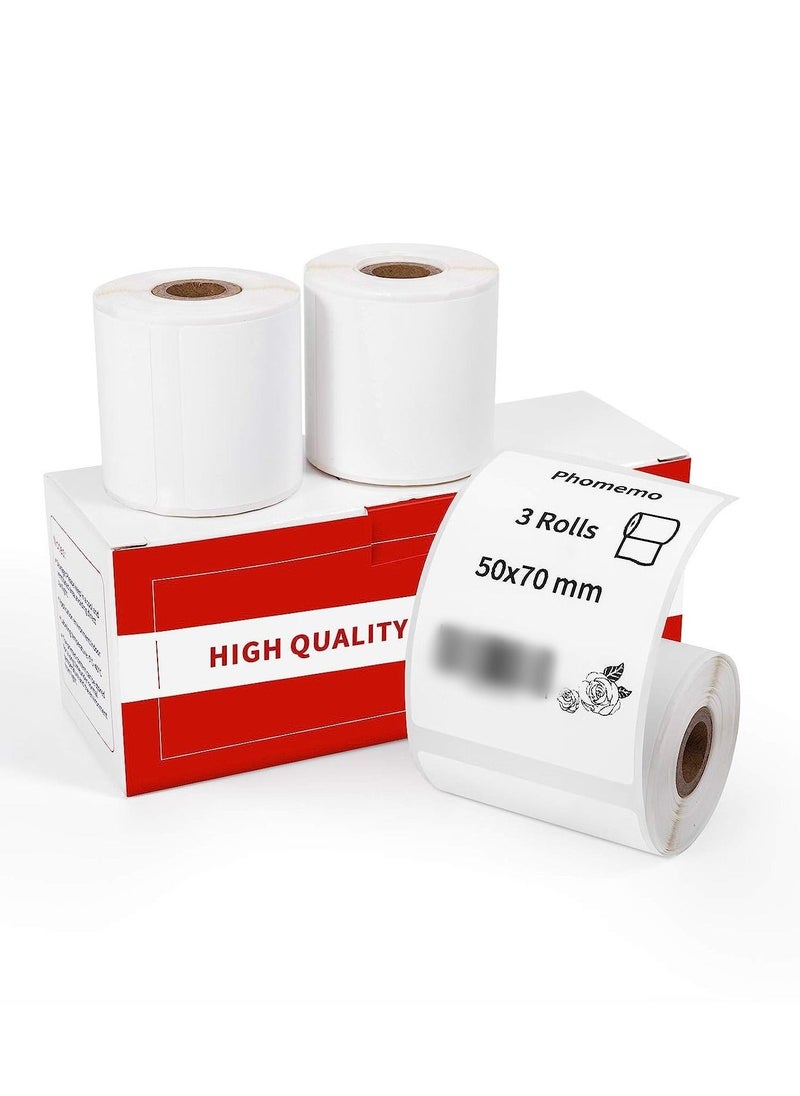 phomemo 3 Rolls Multi-Purpose Thermal Printer Label Paper compatible with M110/M221/M220/M120/M200/M110S (50x70mm)  - Image 1