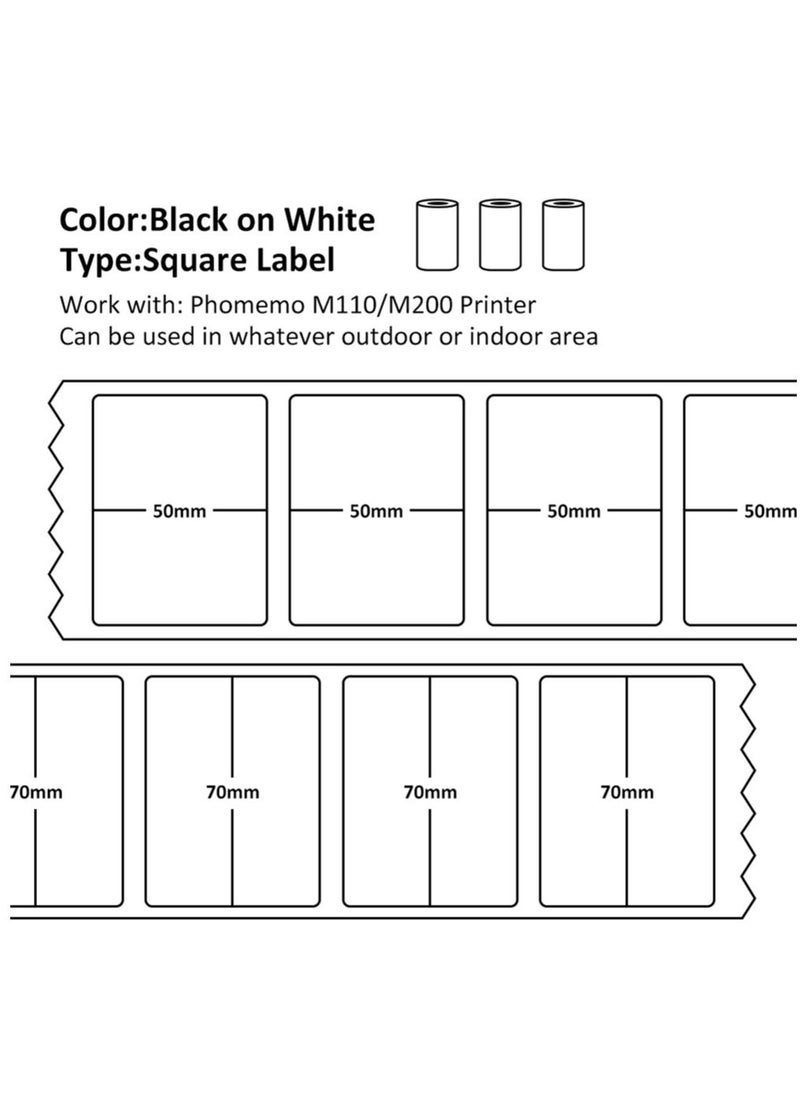 phomemo 3 Rolls Multi-Purpose Thermal Printer Label Paper compatible with M110/M221/M220/M120/M200/M110S (50x70mm)  - Image 2