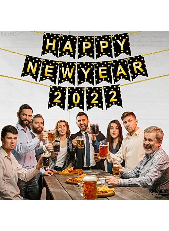 KATCHON Shiny Happy New Year Banner 2022 Large 10 Feet No Diy | Nye Decorations | Happy New Year Sign For New Years Eve Party Supplies 2022 | New Years Eve Decorations For Happy New Year Decorations 2022  - Image 3