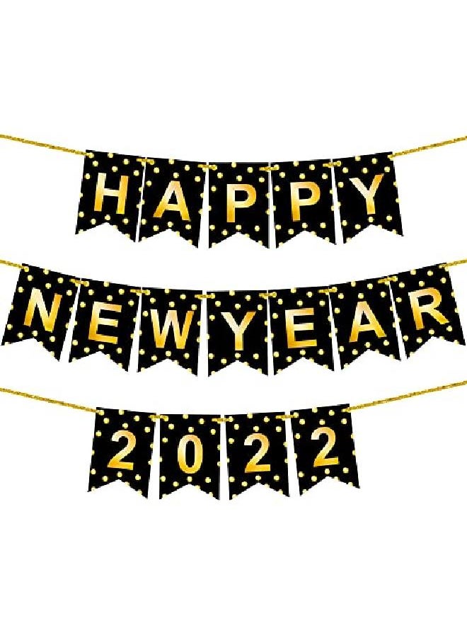 KATCHON Shiny Happy New Year Banner 2022 Large 10 Feet No Diy | Nye Decorations | Happy New Year Sign For New Years Eve Party Supplies 2022 | New Years Eve Decorations For Happy New Year Decorations 2022  - Image 1