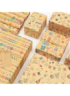 Generic Gift Wrapping Paper, 6 Sheets Gift Wrap for Birthday, Holiday, Wedding, Party, Kids Gift Wrapping, Kraft Paper Roll, Holiday Gift Wrapping Paper DIY Set, Size 70cmX50cm, 6 Sheets  - Image 1
