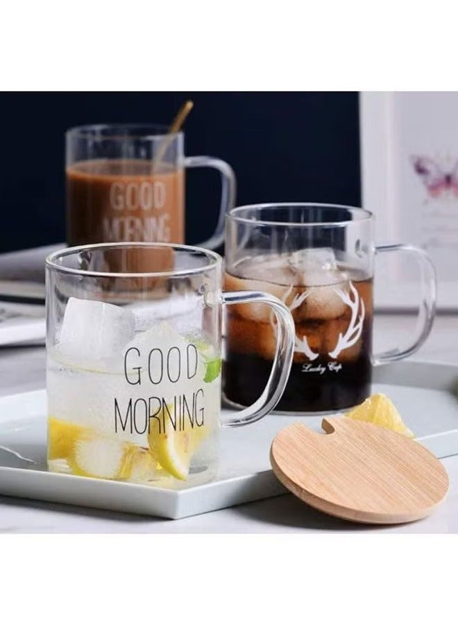 كوب مطبوع بعبارة "Good Morning" بمقبض شفاف  - Image 4