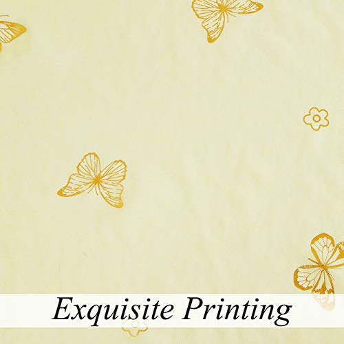 Jubilantex Yellow Butterfly Sheer Curtain Panels for Kids Nursery Bedroom, Baby Girls Toddler Gold Print Linen Textured Rod Pocket Voile Drapes 84 Inch Long for Living Room,2 Panels - Image 3