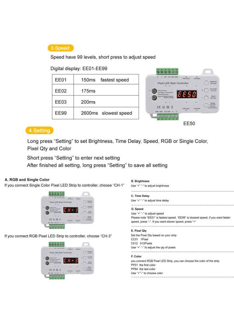 Excefore LED Motion Sensor Stair Light, 5m WS2818 Running Light Strip for RGB Stair Light Controller, Automatic Stairway LED Controller, Stair Light Controller - Image 5