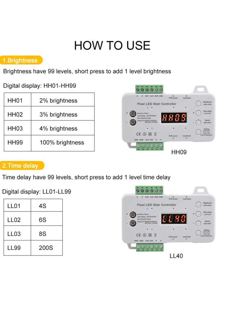 Excefore LED Motion Sensor Stair Light, 5m WS2818 Running Light Strip for RGB Stair Light Controller, Automatic Stairway LED Controller, Stair Light Controller - Image 4
