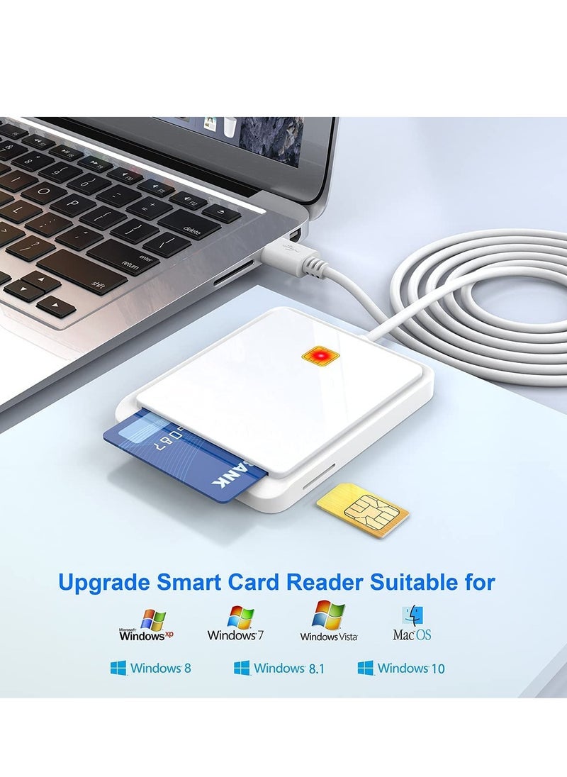 SYOSI - Smart Card SIM Card Smart Card Reader Dual Card Slot Design USB 2.0 Contact Hot-Plug Smart Card Reader Portable Military CAC Card Reader DOD Military USB Common Access Card Reader - Image 1