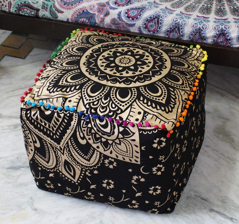 CRAFT KALA غطاء وسادة طاولة مربعة ذات تصميم ماندالا من ، بلون الغزال الأخضر الغامق. - Image 4