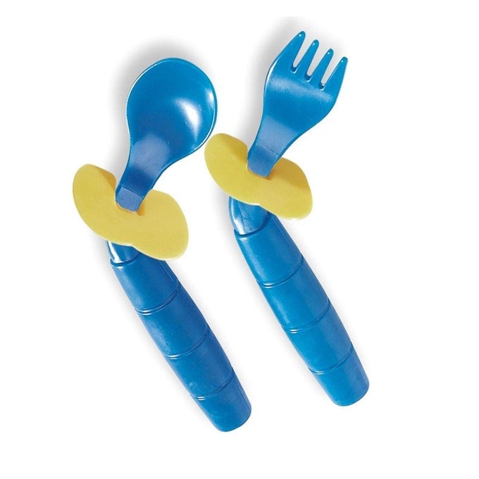 EASIEEATERS CURVED UTENSILS, RIGHT-HANDED W/SHIELD