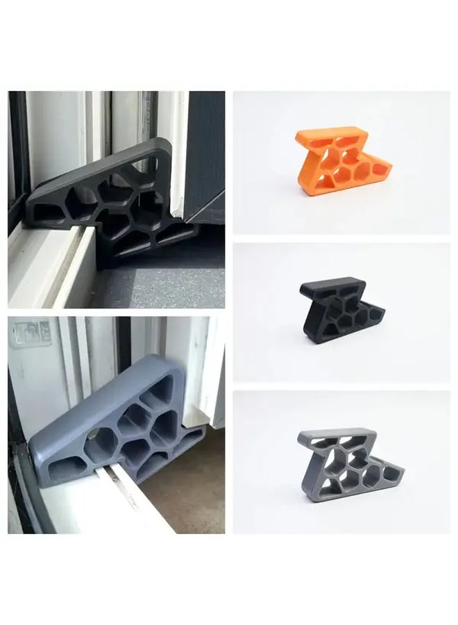 3D Printed Door Stopper Window Balcony Track Lock Black Geometric Shape Grips Firmly Lightweight Sturdy Internal Structure Prevents Accidental Sliding Easily Removable - Image 3