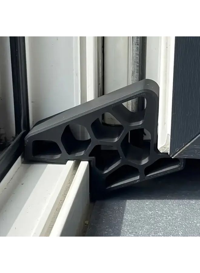 3D Printed Door Stopper Window Balcony Track Lock Black Geometric Shape Grips Firmly Lightweight Sturdy Internal Structure Prevents Accidental Sliding Easily Removable - Image 1