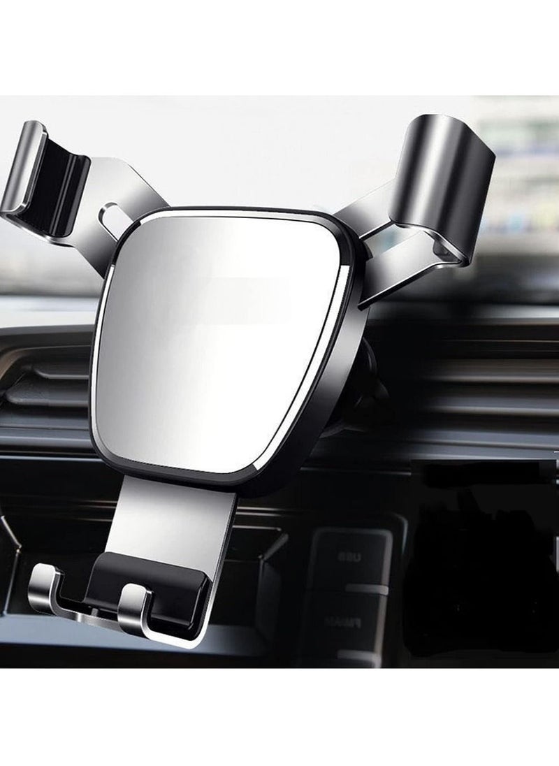 Car Phone Holder For Air AC Vent Phone Holder Car With Gravity & Clamping Mobile Holder For Car Dashboard Compatible With (4.7 To 7.2 Inches) (Silver Black) Car Accessories Interior  - Image 3