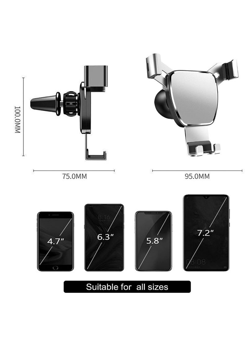 Car Phone Holder For Air AC Vent Phone Holder Car With Gravity & Clamping Mobile Holder For Car Dashboard Compatible With (4.7 To 7.2 Inches) (Silver Black) Car Accessories Interior  - Image 5