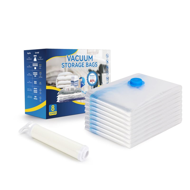 Simple Deluxe 8 Jumbo Vacuum Seal Bags with Hand Pump  Vacuum Storage Bags  Space Saver Bags for Comforters  Blankets  Bedding  Pillows  Clothes - Image 1