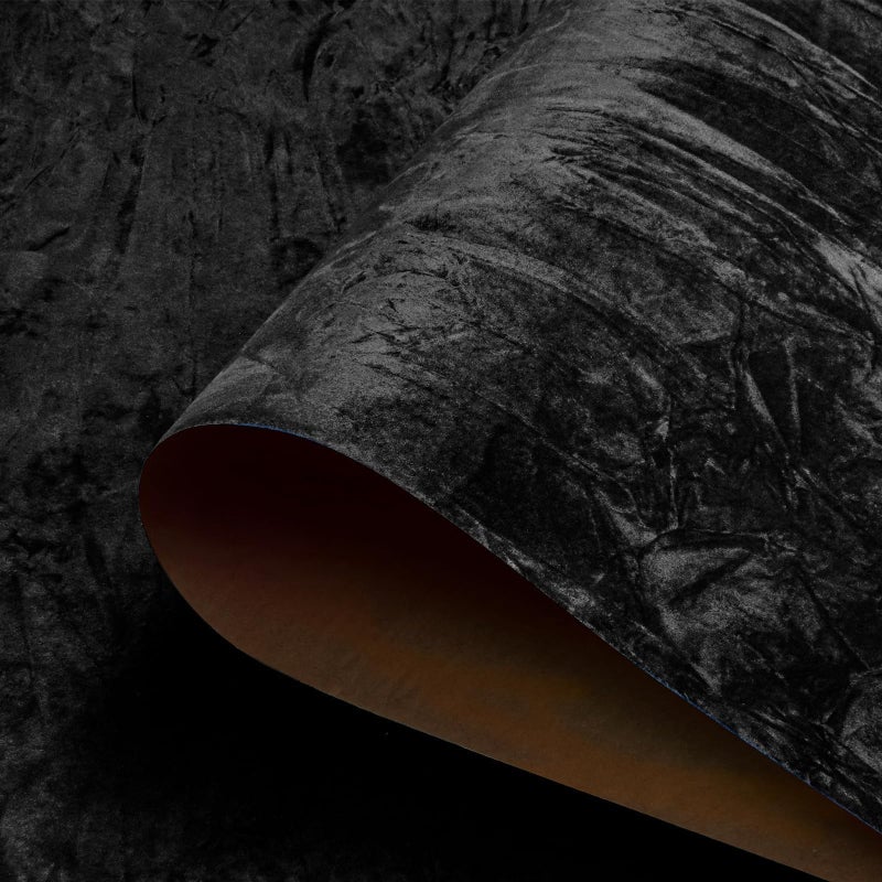 HelloWall Self Adhesive Velvet Wallpaper Black Soft Velvet Fabric Wallpaper 177x80 Wrinkled Textured Felt Fabric Wall Paper Peel and Stick Black Flocking Liner Paper for Drawer Jewelry Removable
