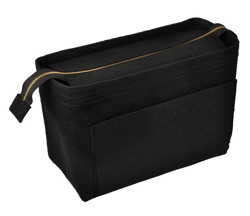 Vercord Felt Zipper Handbag Tote Purse Duffel Backpack Organizer Insert Black Medium