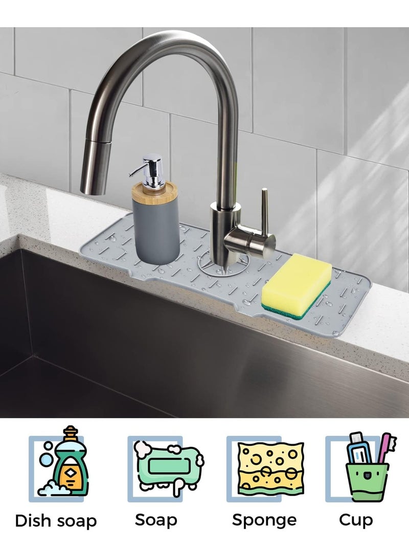 واقي من رذاذ حوض المطبخ، حصيرة سيليكون لالتقاط المياه لحوض الحوض، عاكس سيليكون تحت الصنبور، حصيرة تجفيف مطاطية، تحافظ على المطبخ واحواض الحمام - Image 1