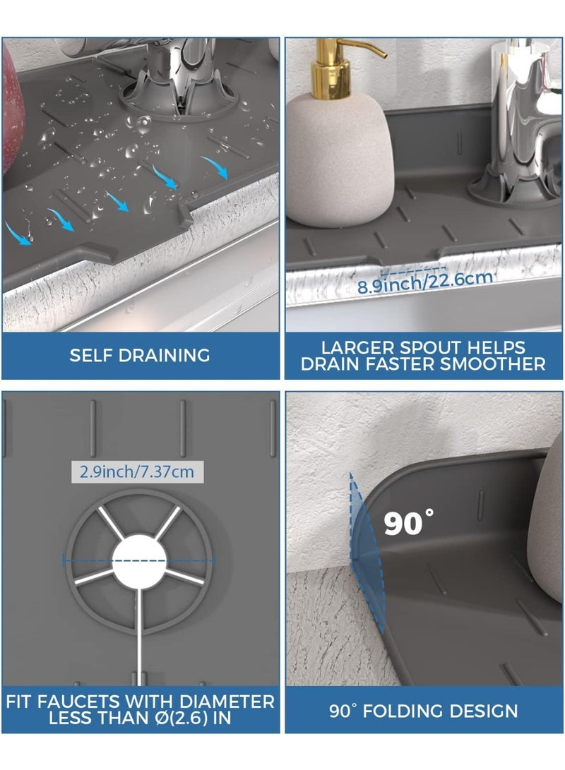 واقي من رذاذ حوض المطبخ، حصيرة سيليكون لالتقاط المياه لحوض الحوض، عاكس سيليكون تحت الصنبور، حصيرة تجفيف مطاطية، تحافظ على المطبخ واحواض الحمام - Image 5