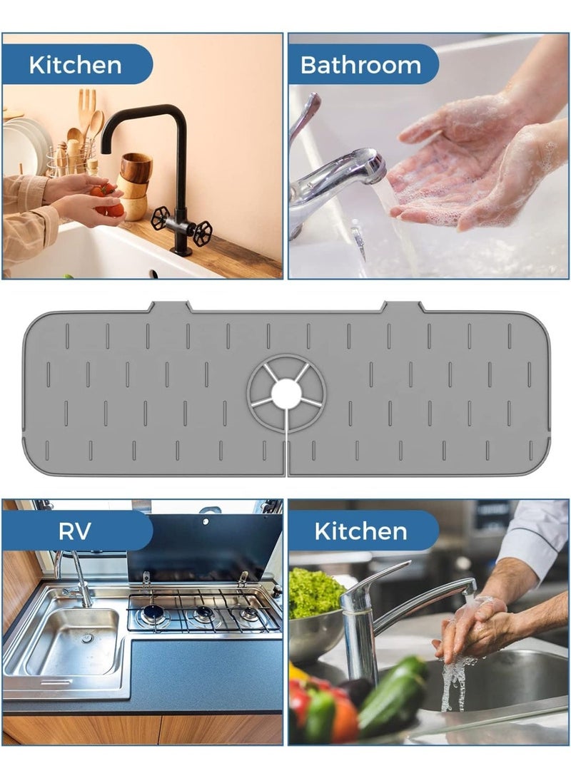 Kitchen Sink Splash Guard, Silicone Water Catcher Mat for Sink, Silicone Under Faucet Deflector, Rubber Drying Mat, Keeps Kitchen and Bathroom Sinks Clean - Image 5