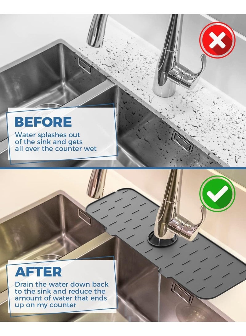 Kitchen Sink Splash Guard, Silicone Water Catcher Mat for Sink, Silicone Under Faucet Deflector, Rubber Drying Mat, Keeps Kitchen and Bathroom Sinks Clean - Image 4