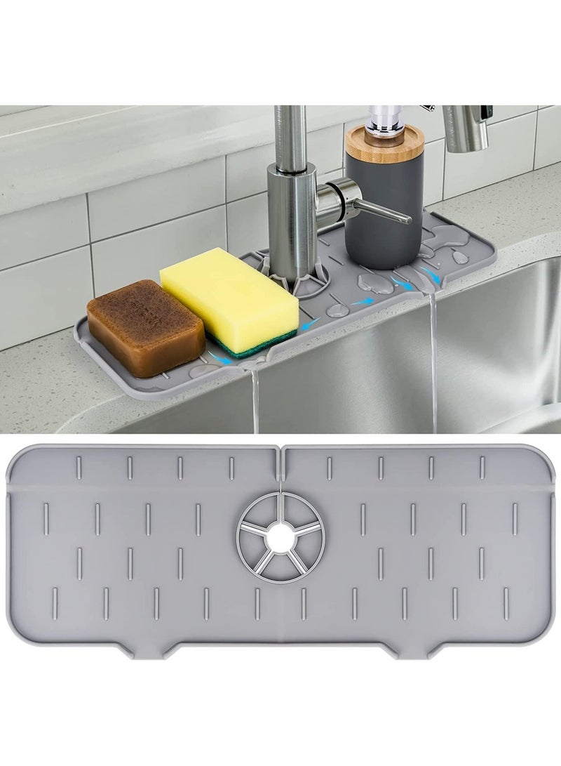 Kitchen Sink Splash Guard, Silicone Water Catcher Mat for Sink, Silicone Under Faucet Deflector, Rubber Drying Mat, Keeps Kitchen and Bathroom Sinks Clean - Image 1