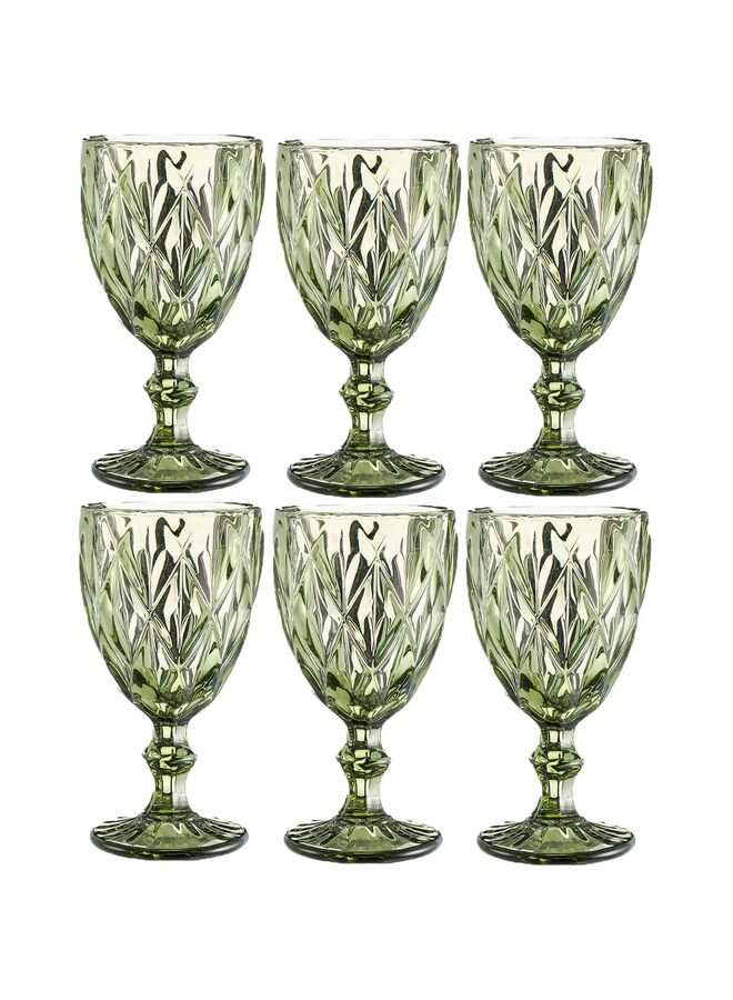 LAMAY Set of 6 Colored Wine Goblets, 10 Oz Wine Glasses Set with Embossed Pattern, Colored Wine Glasses Vintage Glassware for Party, Wedding, Bar, Wine, Juice, Beverage(Blue) - Image 3