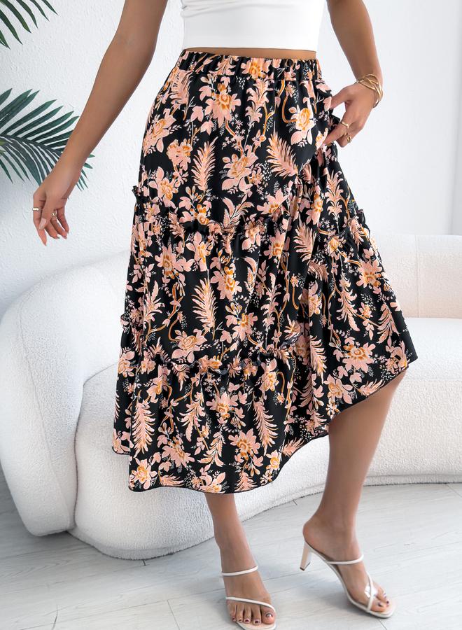 Take Two Multi Floral Tiered Midi Skirt - Image 3