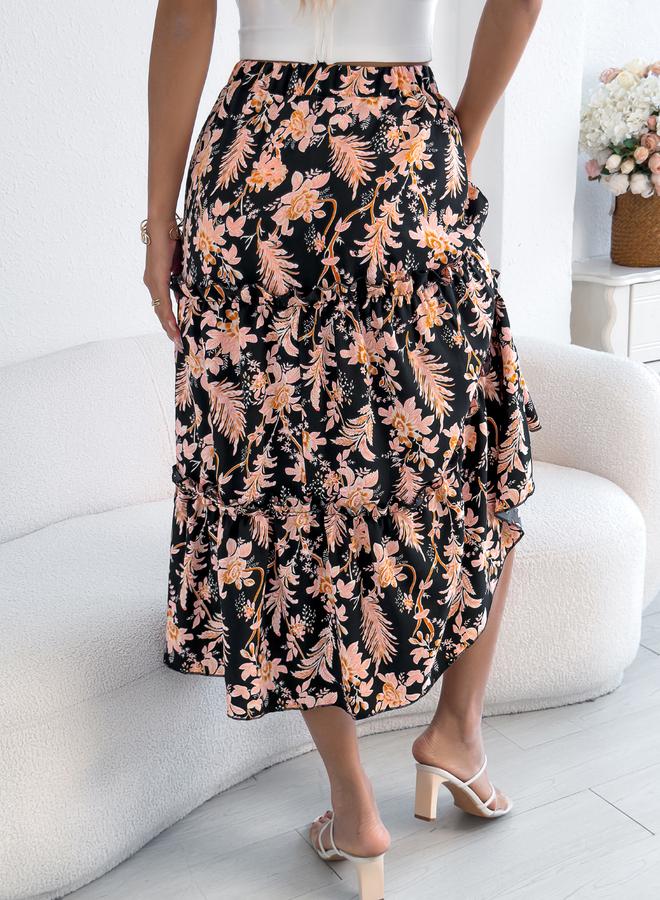 Take Two Multi Floral Tiered Midi Skirt - Image 2