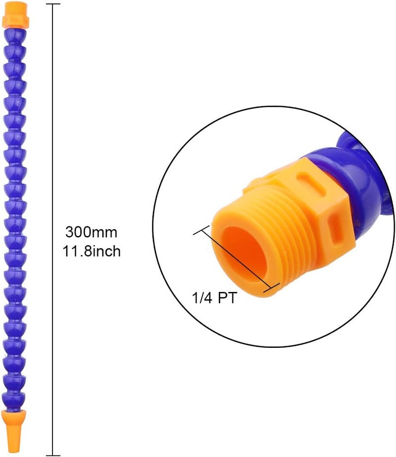 TOPPROS Pack of 10 Round Nozzle 1/4PT Flexible Oil Coolant Pipe Hose Blue Orange - Image 5
