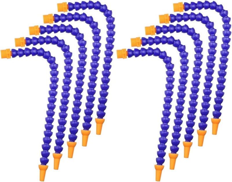 TOPPROS Pack of 10 Round Nozzle 1/4PT Flexible Oil Coolant Pipe Hose Blue Orange - Image 1