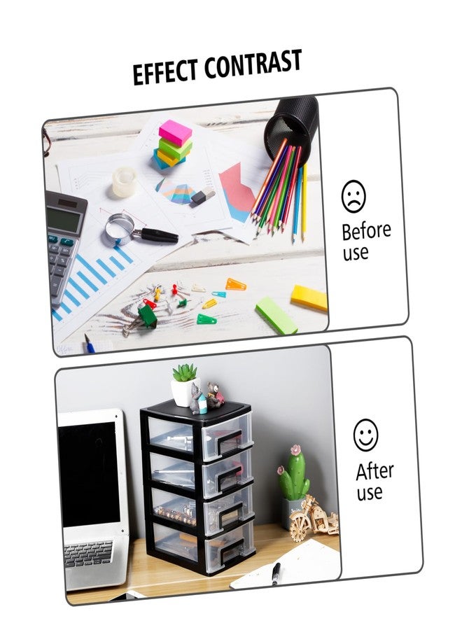 BESPORTBLE 4-Layer Plastic Drawer Storage Cabinet - Black & Transparent Organizer for Office, Study, Living Room - Portable & Space-Saving (8.3 x 6 x 9.9 Inch) - Image 5