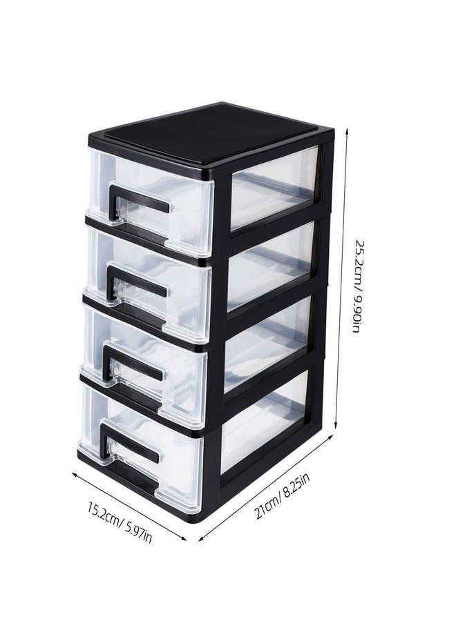 BESPORTBLE 4-Layer Plastic Drawer Storage Cabinet - Black & Transparent Organizer for Office, Study, Living Room - Portable & Space-Saving (8.3 x 6 x 9.9 Inch) - Image 3