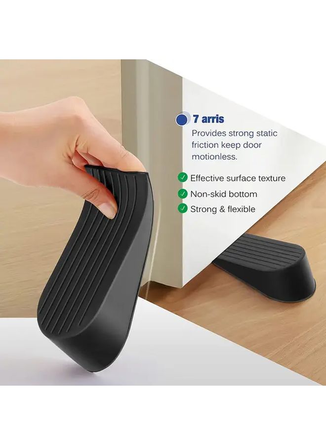 Non Slip Door Stopper Heavy Duty Rubber Anti Collision Floor Protector With Textured Grip Black For Home Office Safety Compact Design Flexible Material Apartment Living - Image 1