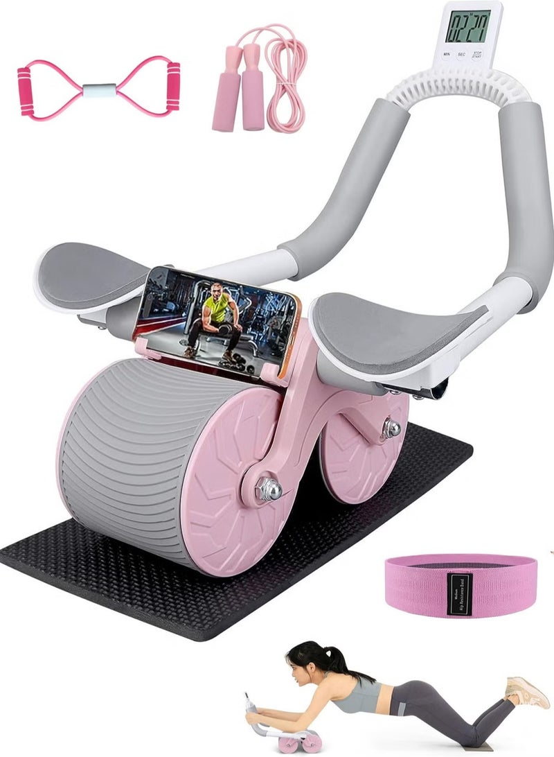 Spark and shop Automatic Rebound Healthy Abdomen Exercise Roller Wheel with Elbow Support and Timer Multicolour - Image 1
