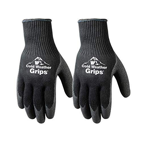 Wells Lamont Cold Weather Latex Grip Versatile Winter Work Gloves | Cut & Tear Resistant | 2-Pair Pack, Medium (526MN), Black - Image 1