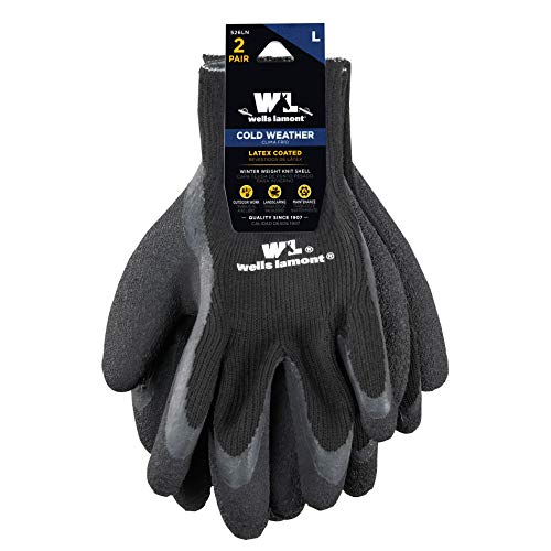 Wells Lamont Cold Weather Latex Grip Versatile Winter Work Gloves | Cut & Tear Resistant | 2-Pair Pack, Medium (526MN), Black - Image 4