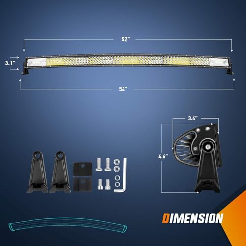 Nilight نيلايت ZH408 52 إنش 783 واط مصباح LED بار مع تصميم ثلاثي الصفوف مع شعاع مركب 78000 لومن مع مجموعة أسلاك مفاتيح روك 12AWG 12 فولت 5 دبابيس مقاومة للماء - Image 3