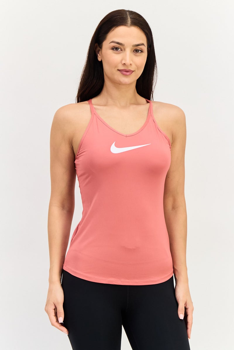 Nike تي شيرت تدريب بدون أكمام للنساء بتصميم نحيف، وردي باهت - Image 1