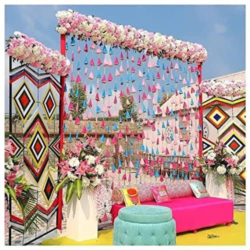 The Decor Affair Net Multicolor Indian Wedding Decoration, Mehndi Decor, Party Backdrop, Door Hangings Decoration. (Pink) - Image 2
