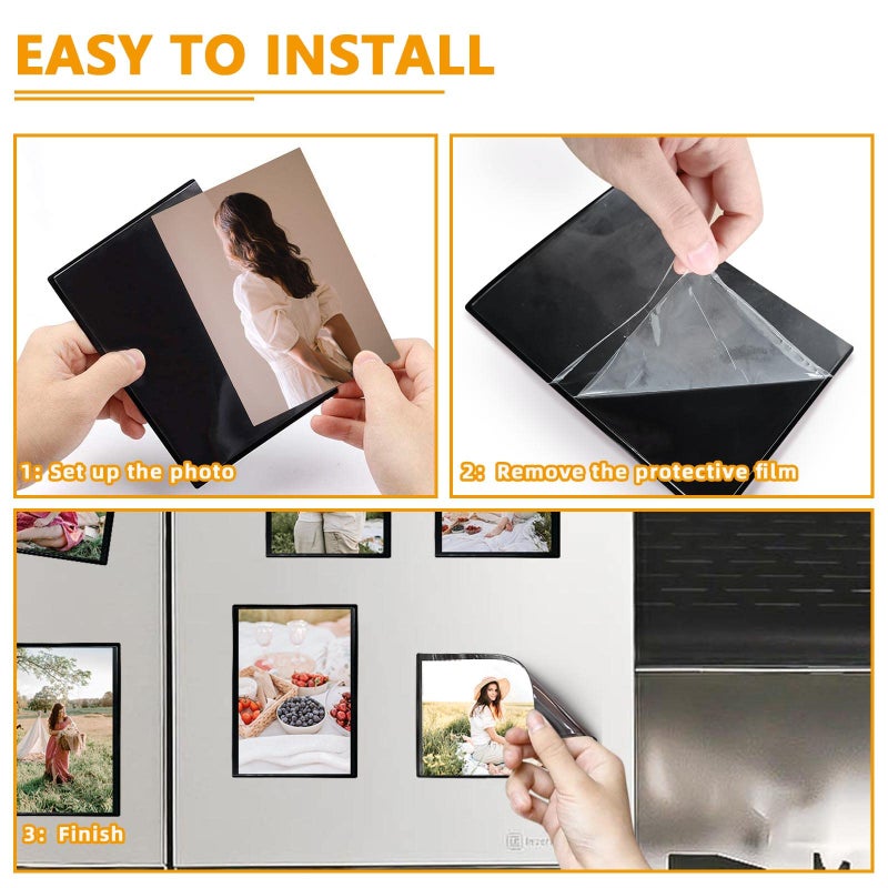 Mingting Magnetic Picture Frame, Holds 5X7 Inches Pictures, Reusable Black Magnet Fridge Photo Sleeves for Refrigerator, Locker,Office Cabinet (Black, 6) (6Pcs) - Image 5