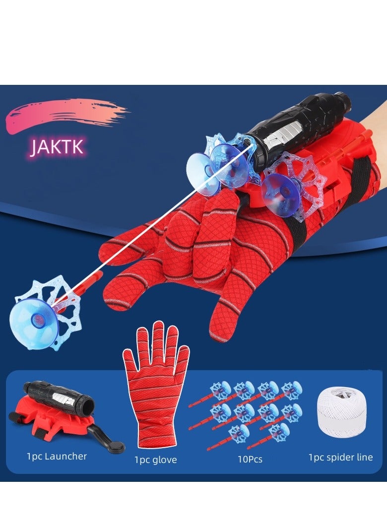 JAKTK 10 Bullets Spider Gloves Humanoid Web Launcher Children's Wrist Launcher Toy Launcher Spider Children's Role Playing Gloves Hero Launcher Wrist Toy Set - Image 1